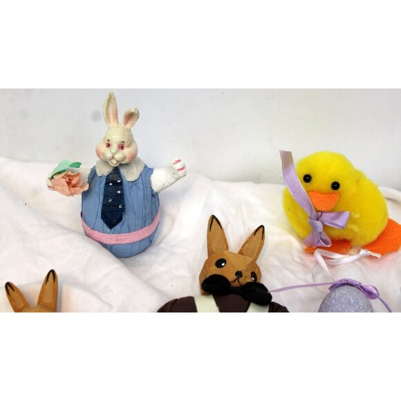 Lotte Sievers Hahn Bunnies Hand Carve Basal Wood Family 11pc Set Germany Flaws - Picture 4 of 12